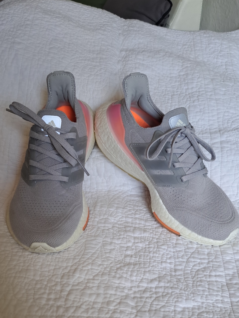 Adidas Ultraboost 21 Shoes Womens Size 6 White Pink Primeknit Running FY0416